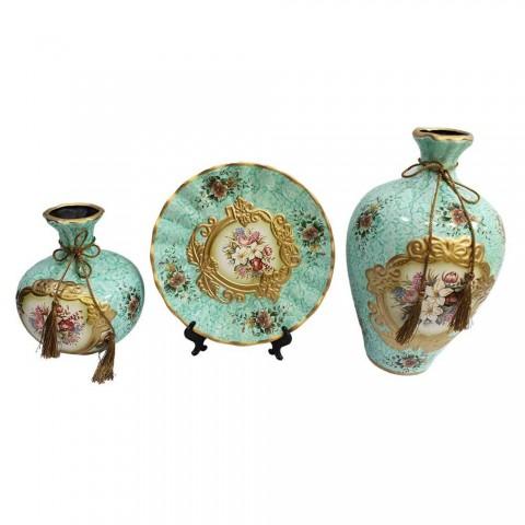 Bộ lục bình tranh đĩa hoàng gia xanh ngọc