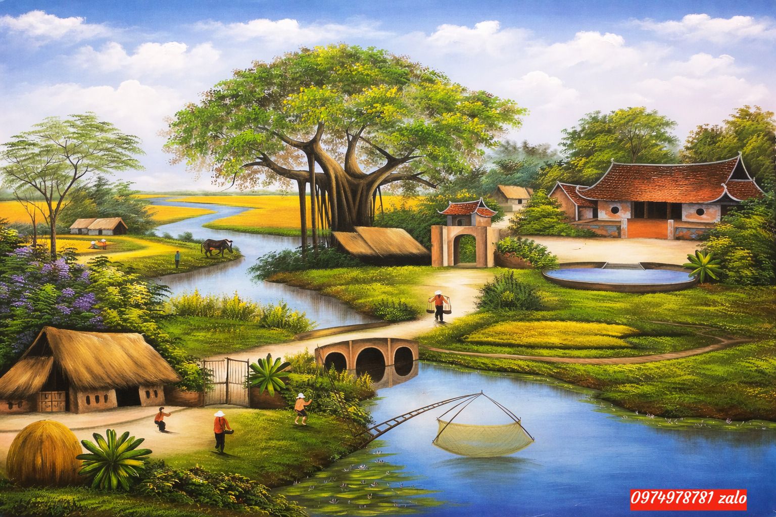 Tranh đồng quê việt nam, tranh sơn dầu đồng quê Pt23
