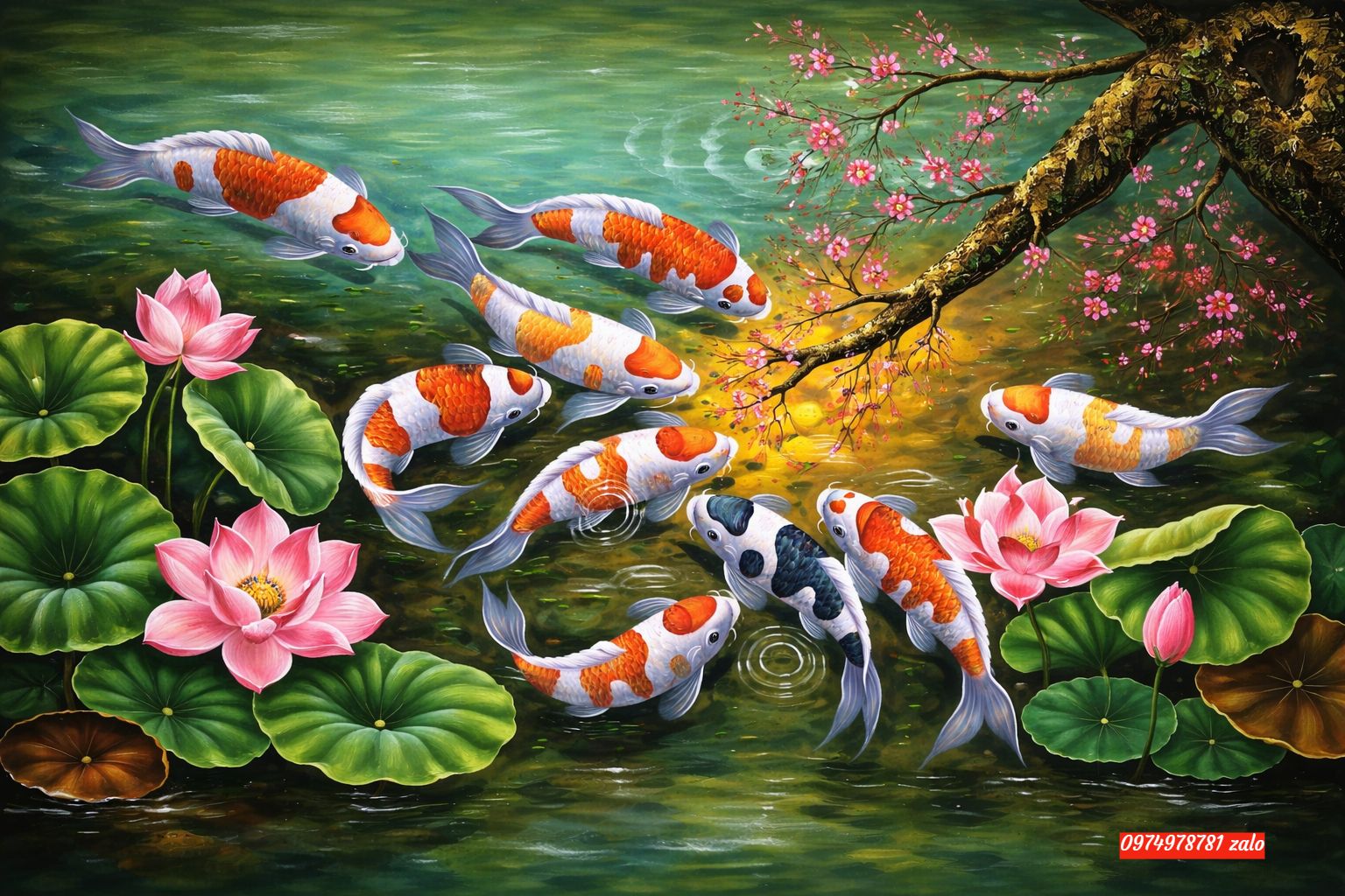 Tranh cá chép hoa sen tranh ý nghĩa