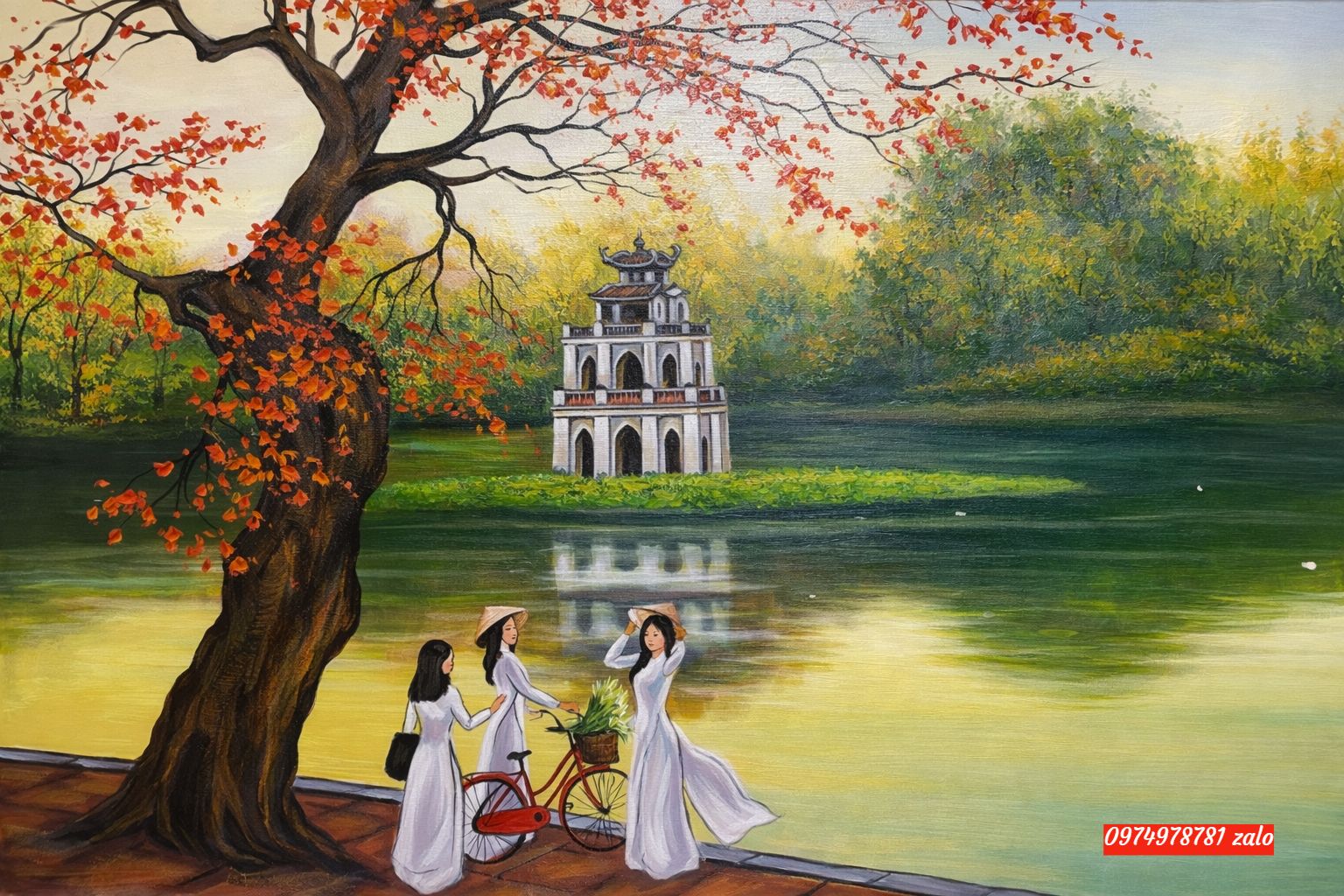 Tranh hồ gươm hà nội, tranh sơn dầu hồ gươm PT21