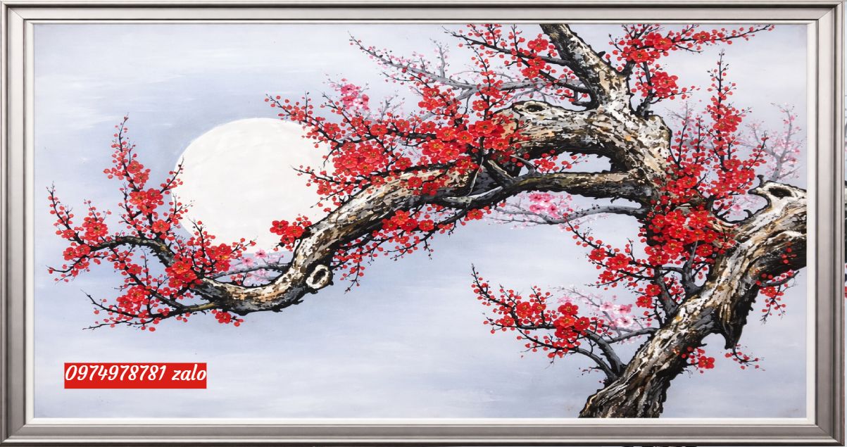 tranh hoa đào sang trọng treo tường ý nghĩa