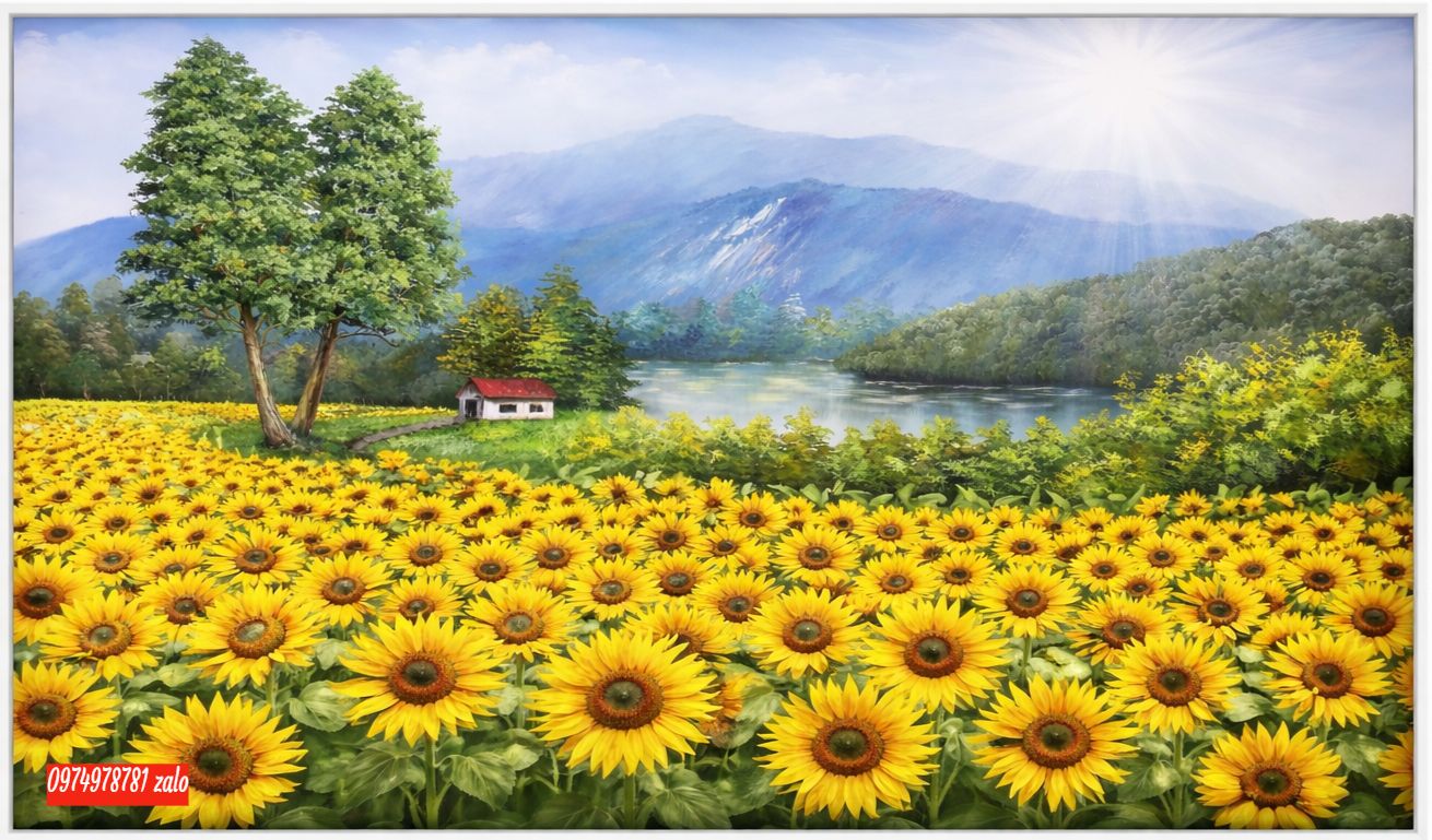 tranh hoa hướng dương cánh đồng hoa hướng dương