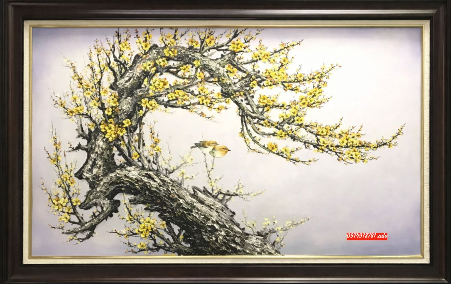 tranh hoa mai, tranh sơn dầu hoa mãi vàng PT126