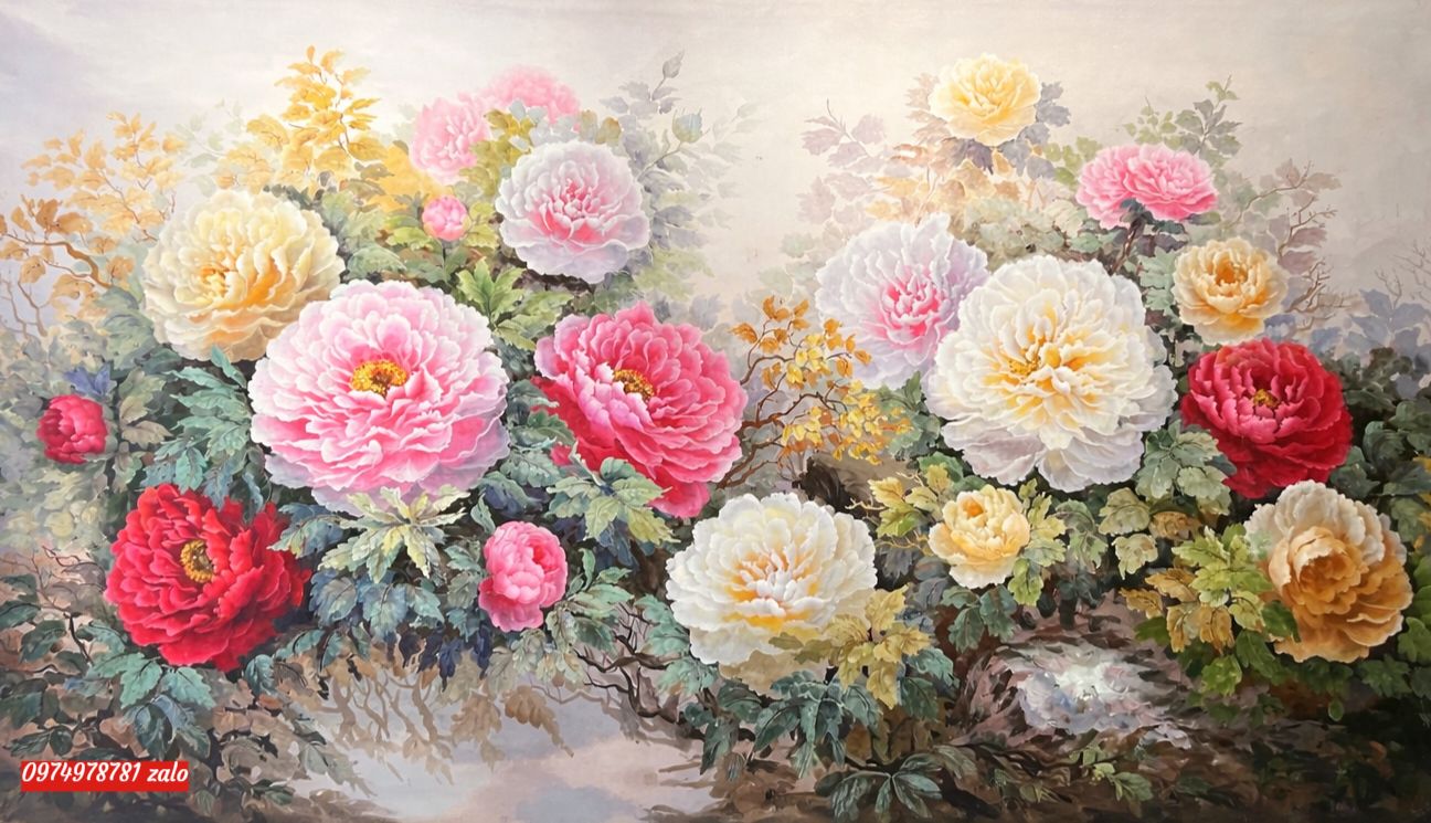 Tranh hoa mẫu đơn
