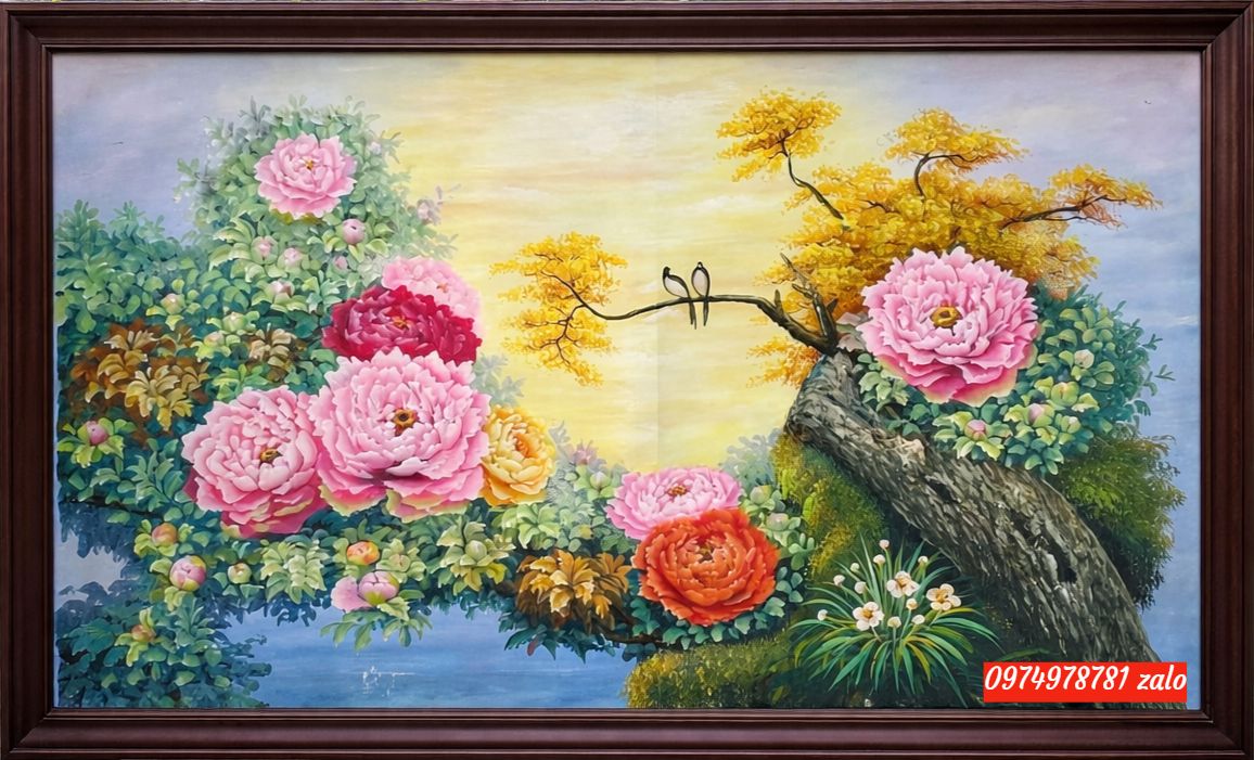Tranh hoa mẫu đơn treo tường