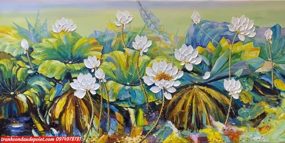 Tranh hoa sen đẹp nhất phòng khách sb6