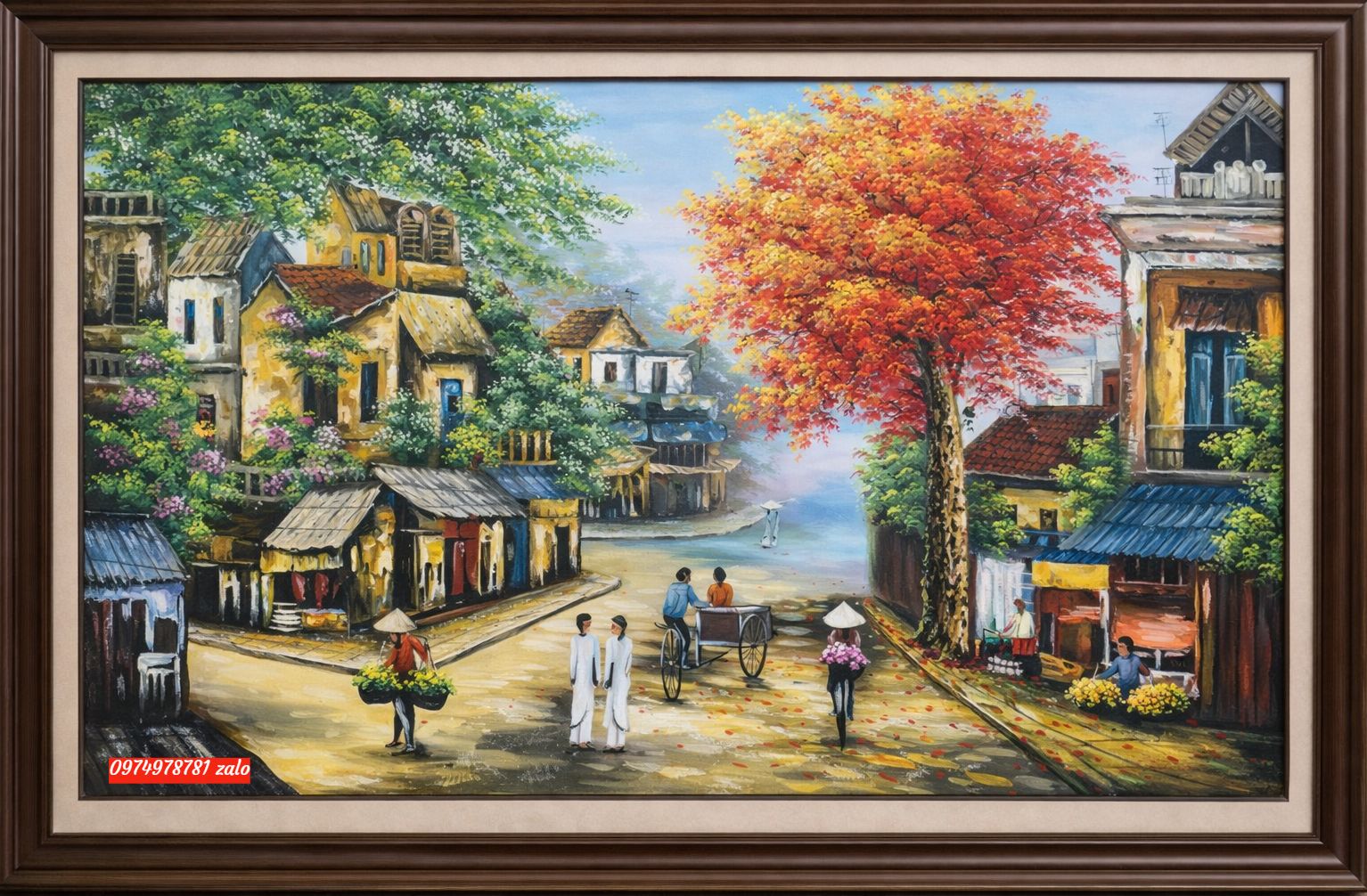 Tranh sơn dầu phố cổ hà nội sưa PT32