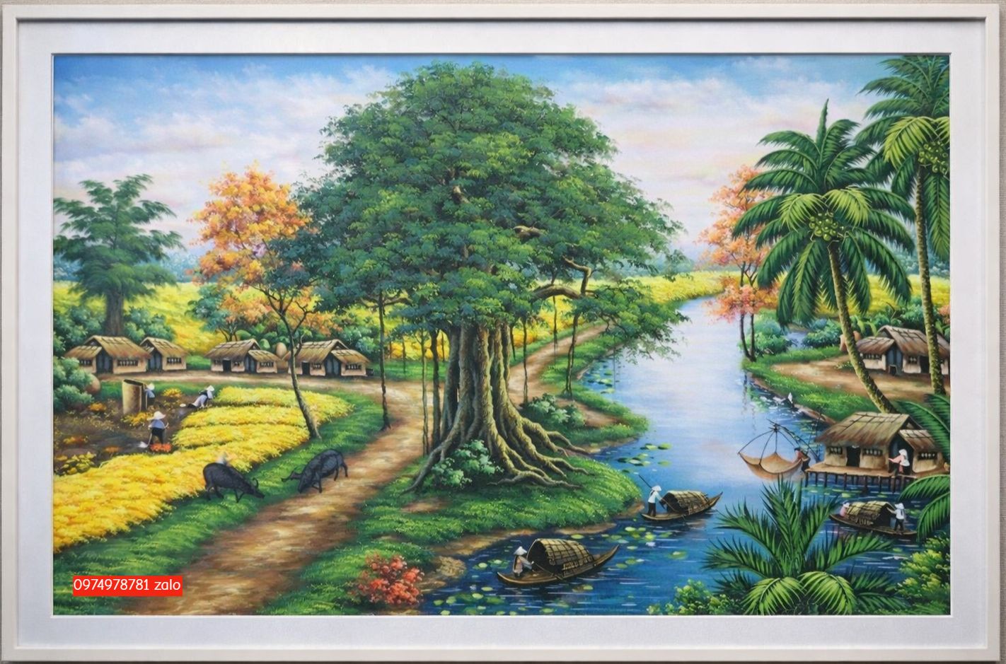 Tranh phong cảnh đồng quê tranh đồng quê cây đa