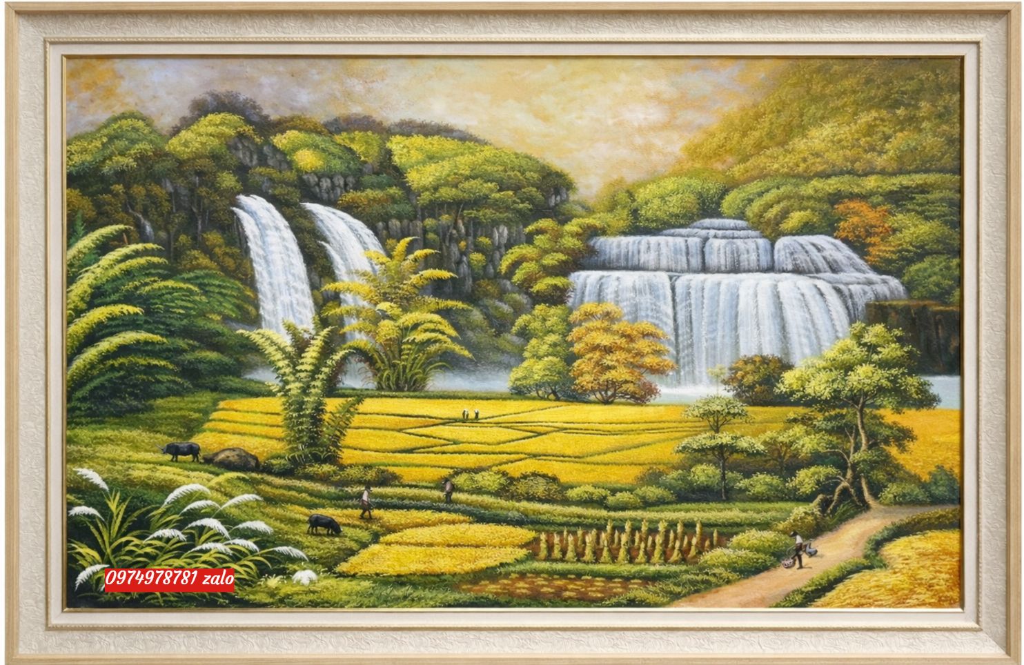 Tranh sơn dầu sơn thủy thác bản giốc đẹp Ấn tượng